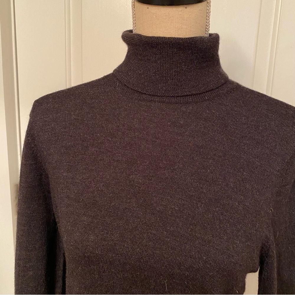 LANDS’ END SWEATER TURTLENECK DARK GRAY LONG SLEEVE WOOL BLEND SIZE S 6-8 - Picture 2 of 10